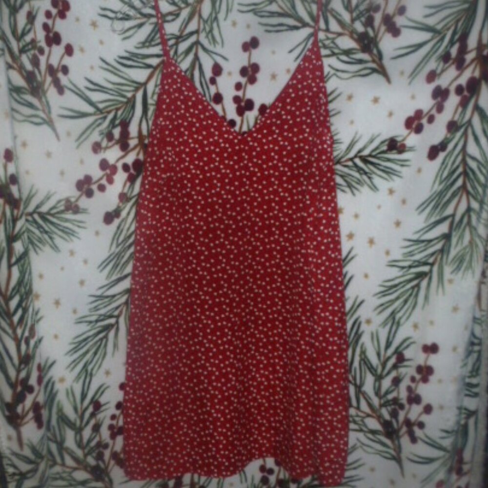 Cute Heart Allover Print Spaghetti Strap Short Dress Valentine's Day Sz M (6)